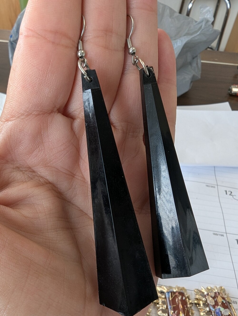 EVC LONG BLACK EARRINGS